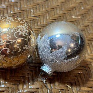 Antique German & U.S.A. Christmas Ornaments Set Of 2 Gold And Silver